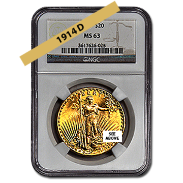 Better Dated $20 Gold Saint Gaudens 1914.Buy Gold & Silver