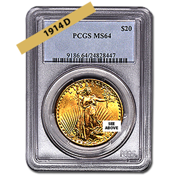Better Dated $20 Gold Saint Gaudens 1914.Buy Gold & Silver