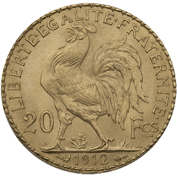 20 francs france gold coin – rooster, random year, gold bullion, gold coin, semi-numismatic gold coin