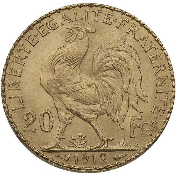 20 francs france gold coin – rooster, random year, gold bullion, gold coin, semi-numismatic gold coin