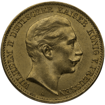 20 mark german gold coin, random year, circulated, gold bullion, gold coin, semi-numismatic gold coin