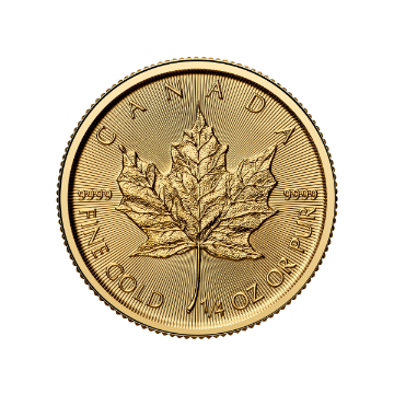 2025 1/4 oz canadian gold maple leaf coin (bu), gold bullion, gold coin, gold bullion coin