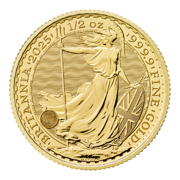 2025 1/2 oz british gold britannia coin (bu), gold bullion, gold coin, gold bullion coin