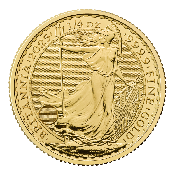 2025 1/4 oz british gold britannia coin (bu), gold bullion, gold coin, gold bullion coin