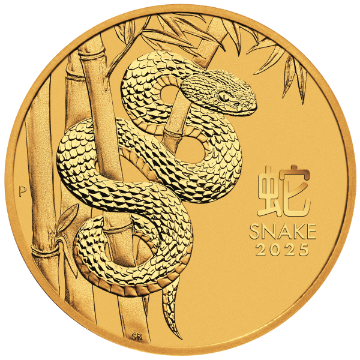 2025 1 oz perth mint gold snake(lunar series, bu), gold bullion, gold coin, gold bullion coin